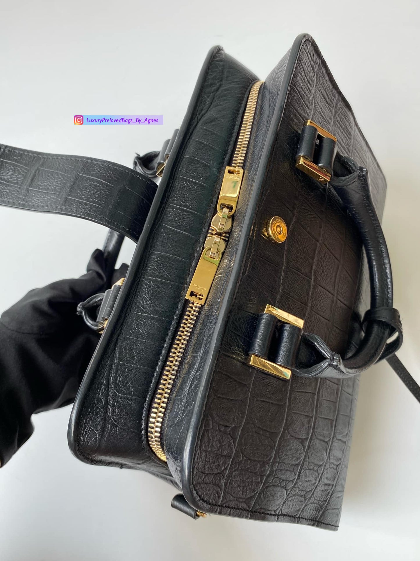 Ysl Mono Cabas Crocodile Embossed Leather in Baby Size
