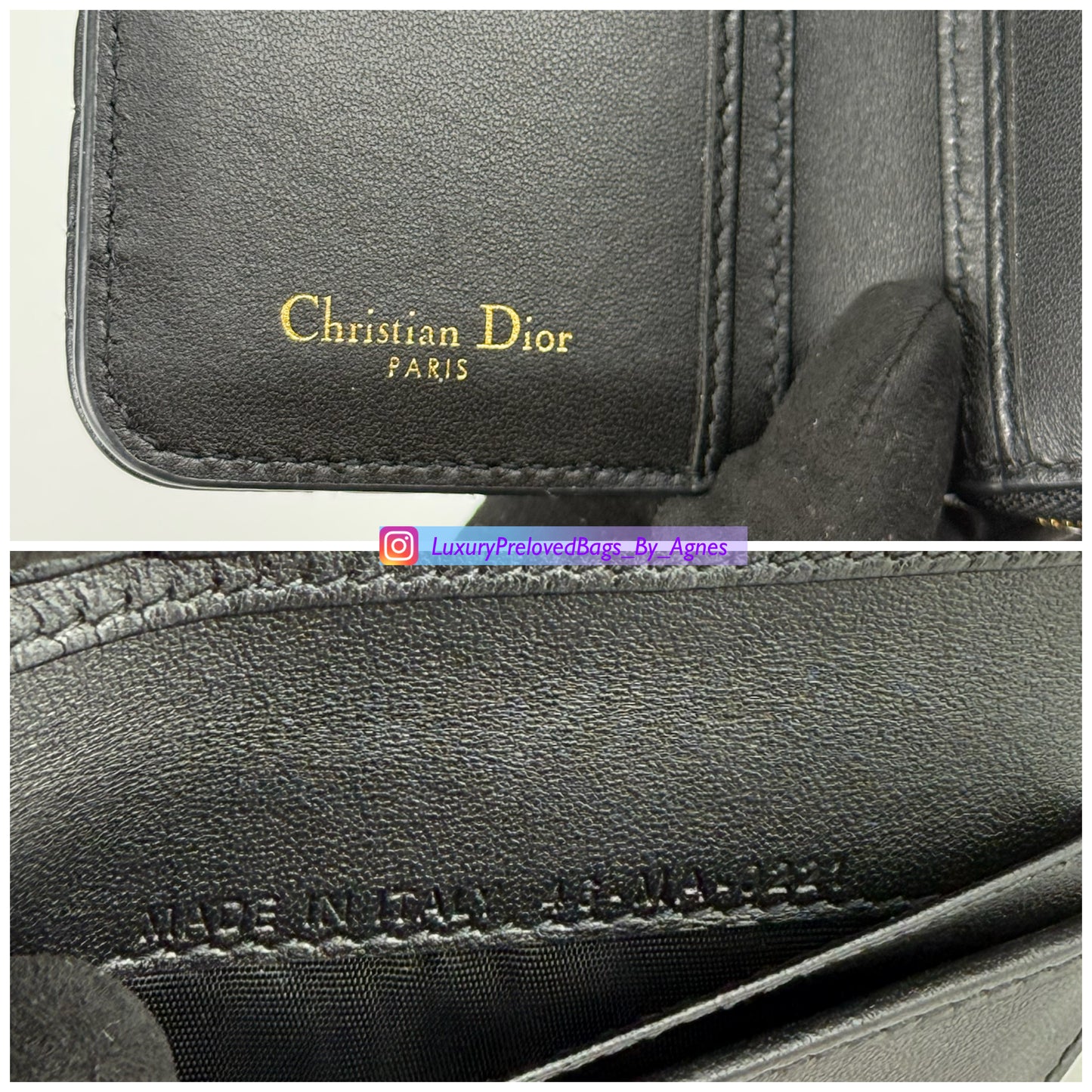 Dior Caro Scarlet Wallet In Black Supple Cannage Calfskin