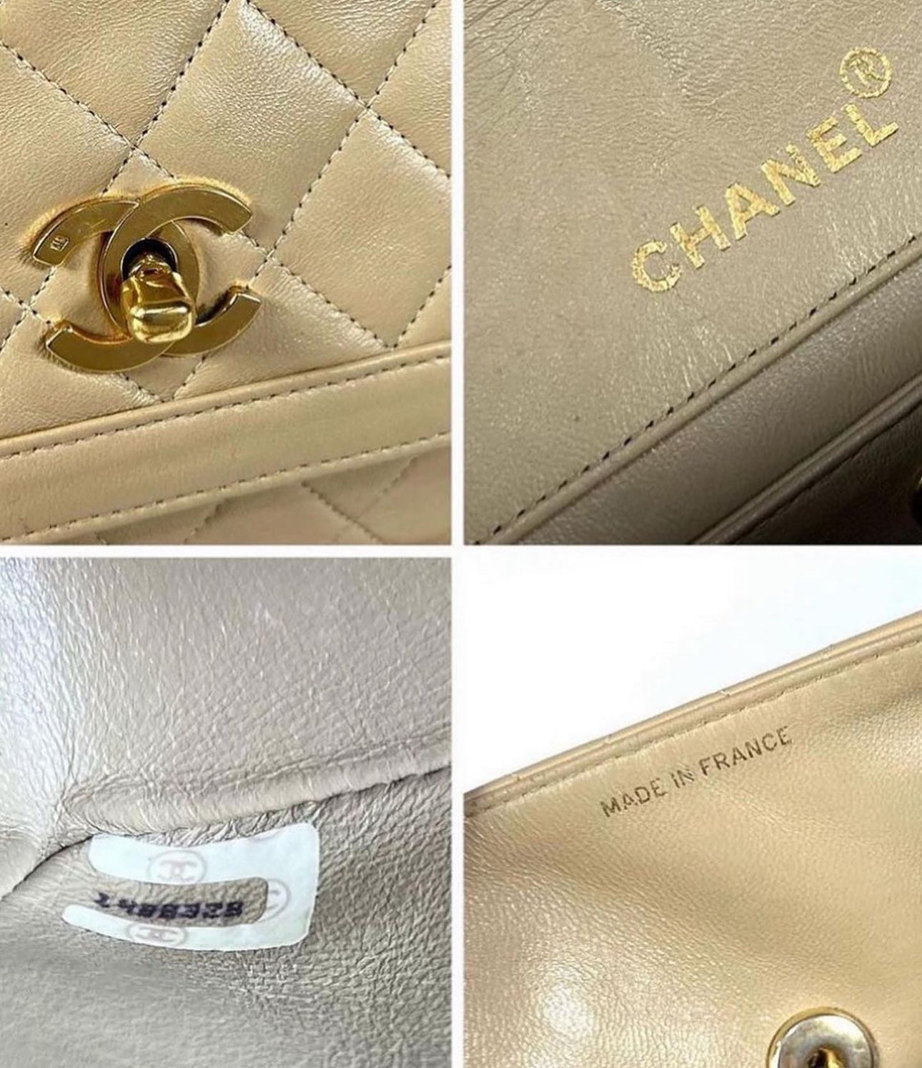 Chanel Beige quilted lambskin Vintage Medium