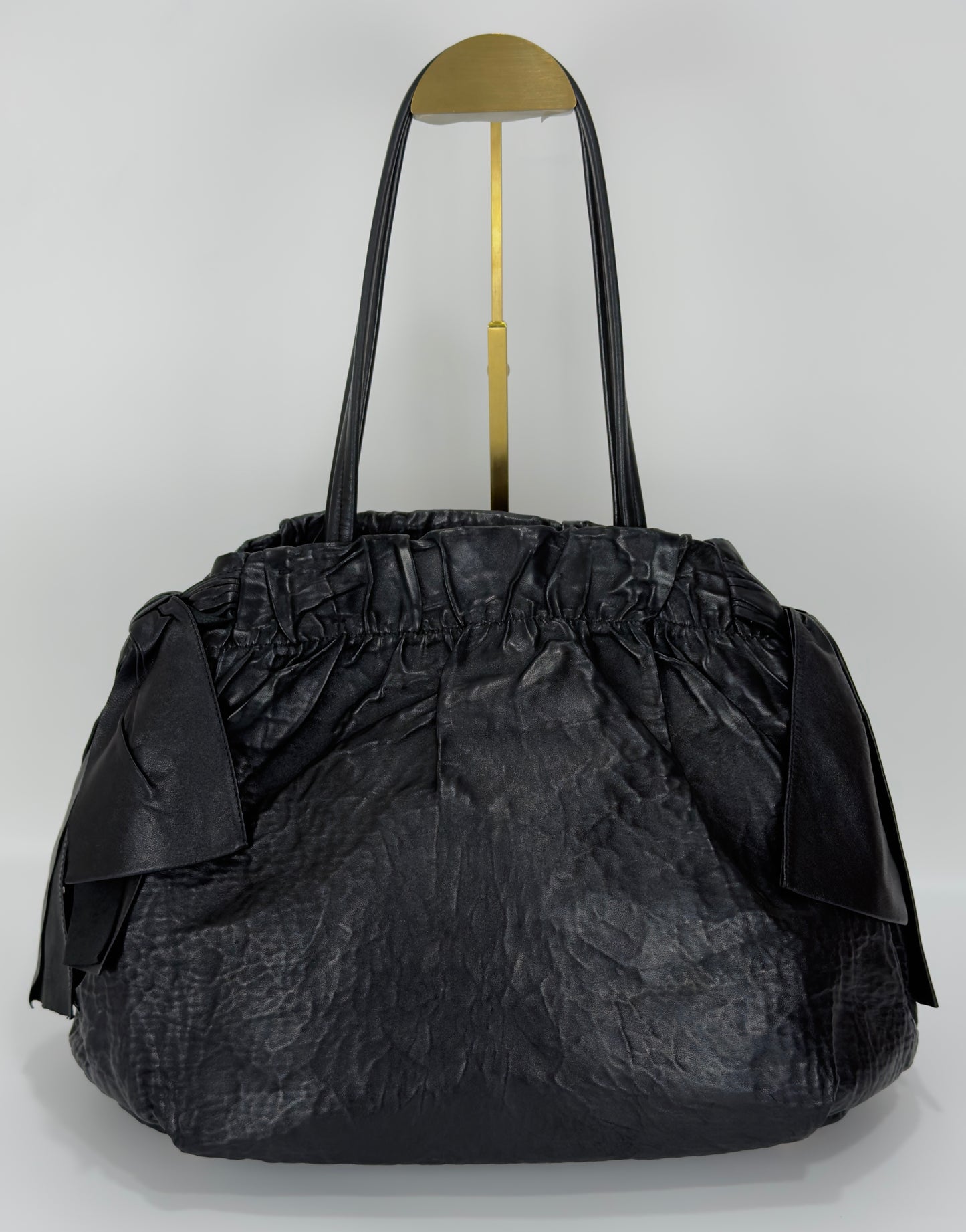 Prada Black Bow Lambskin Leather Satchel