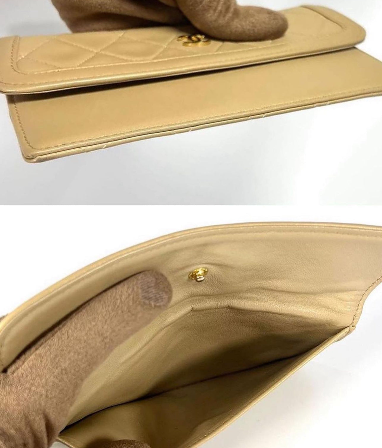 Chanel Beige quilted lambskin Vintage Medium