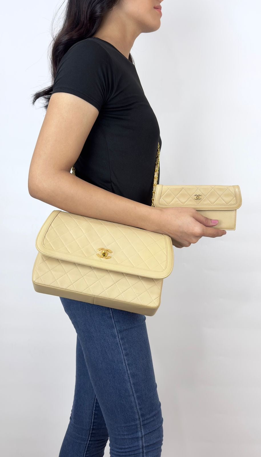 Chanel Beige quilted lambskin Vintage Medium