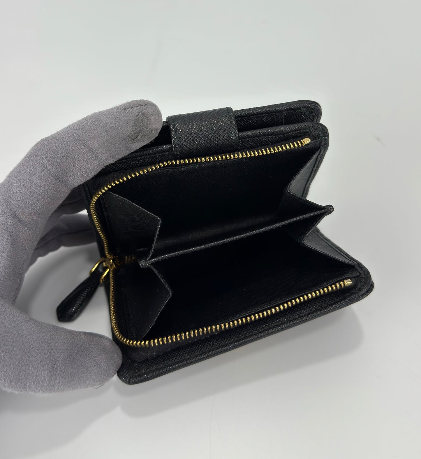Prada Black Small Saffiano Leather Wallet