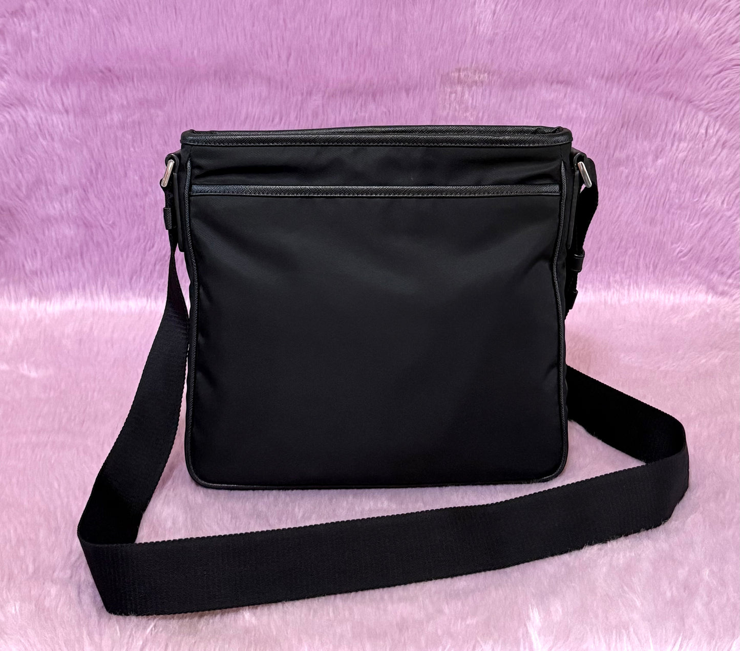 Prada Saffiano Black Tessuto Nylon Shoulder Bag