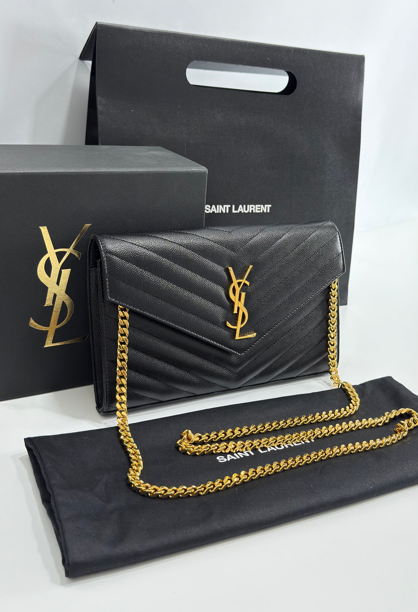 Saint Laurent Cassandre Envelope Chain Wallet