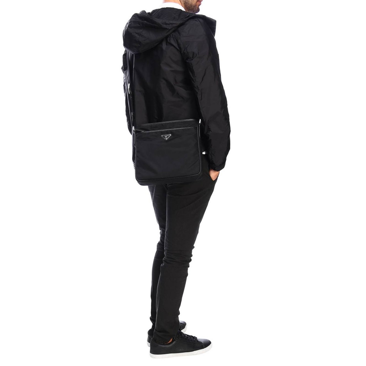 Prada Saffiano Black Tessuto Nylon Shoulder Bag