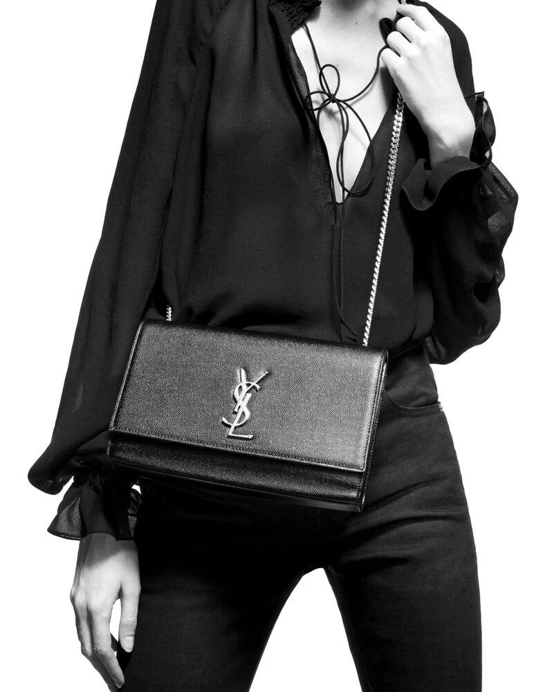 YSL kate medium in silver hardwares