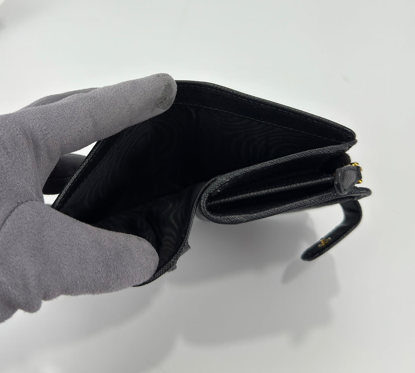 Prada Black Small Saffiano Leather Wallet