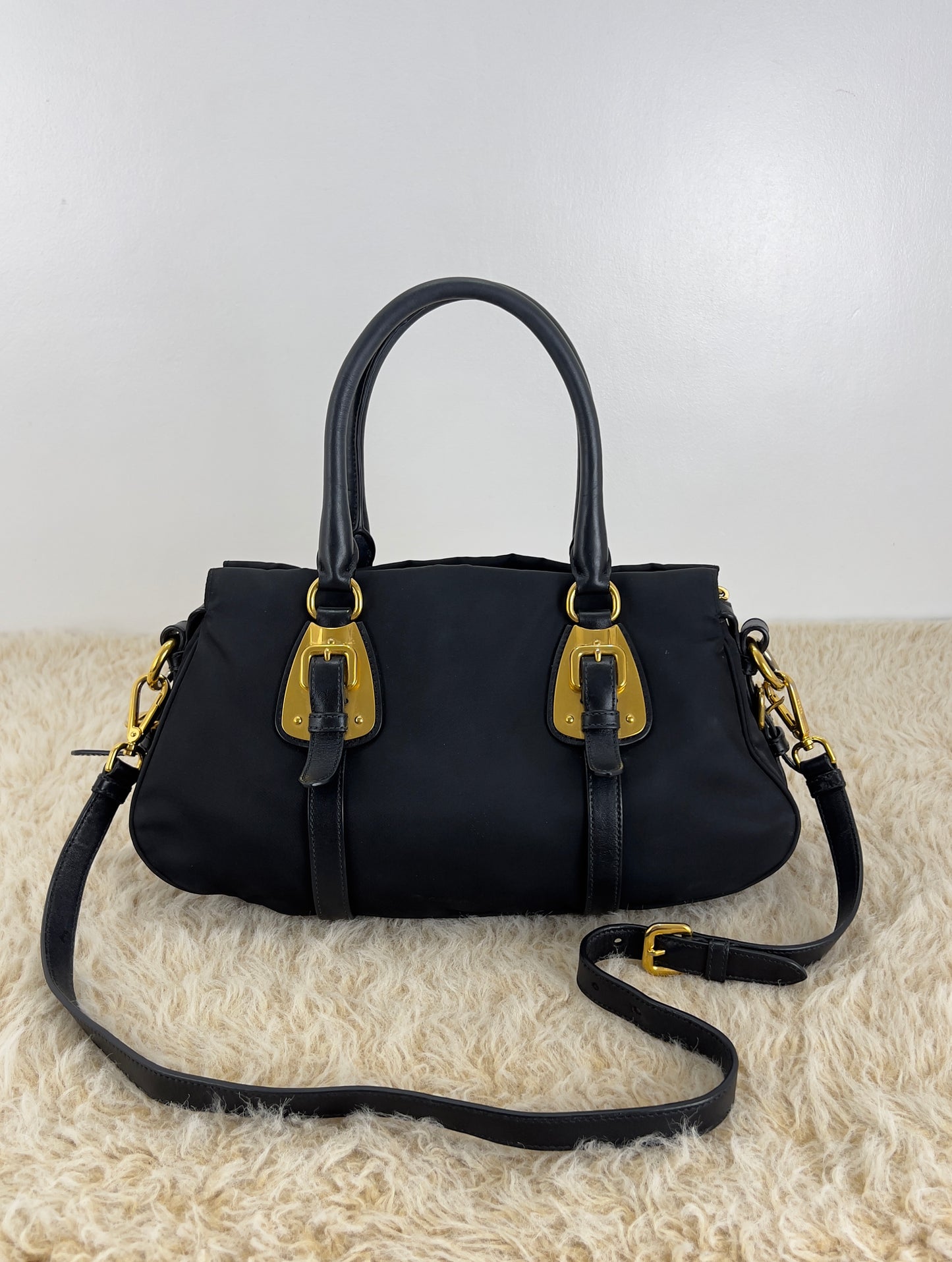 Prada Tessuto Nylon And Soft Calfskin Leather