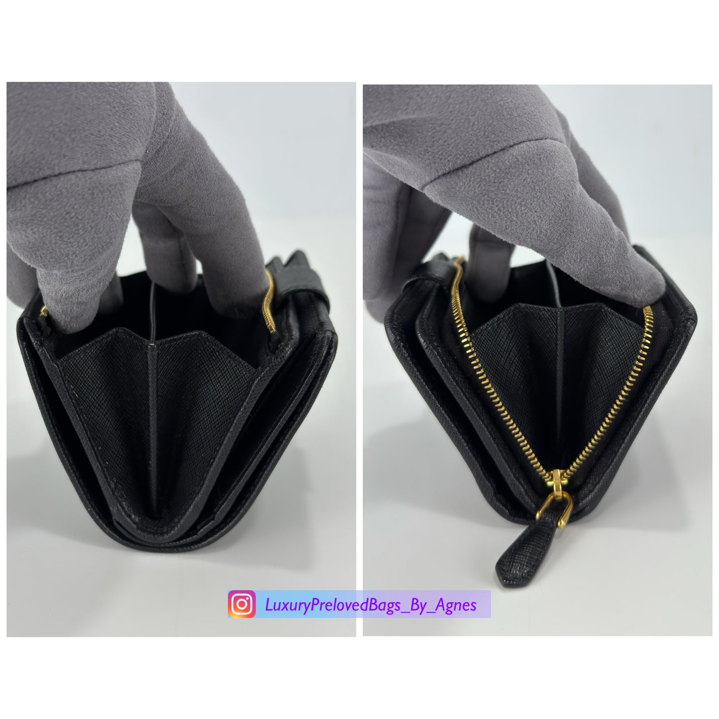 Prada Black Small Saffiano Leather Wallet
