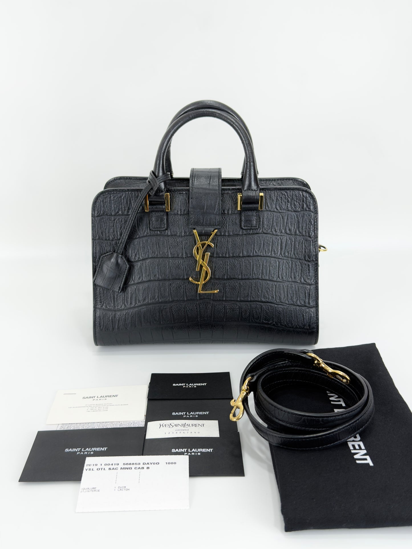 Ysl Mono Cabas Crocodile Embossed Leather in Baby Size