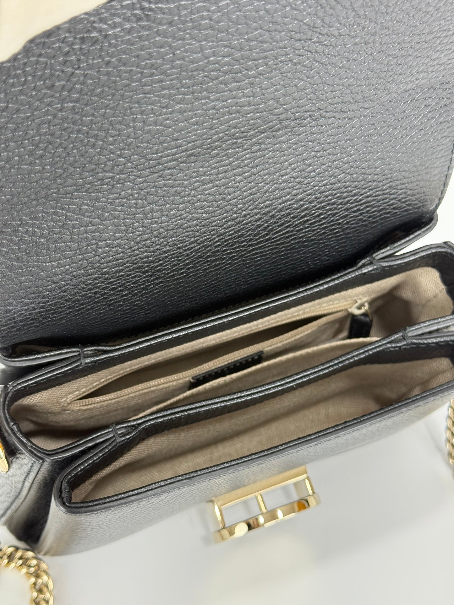 Gucci Interlocking G Black Leather Chain Shoulder Bag