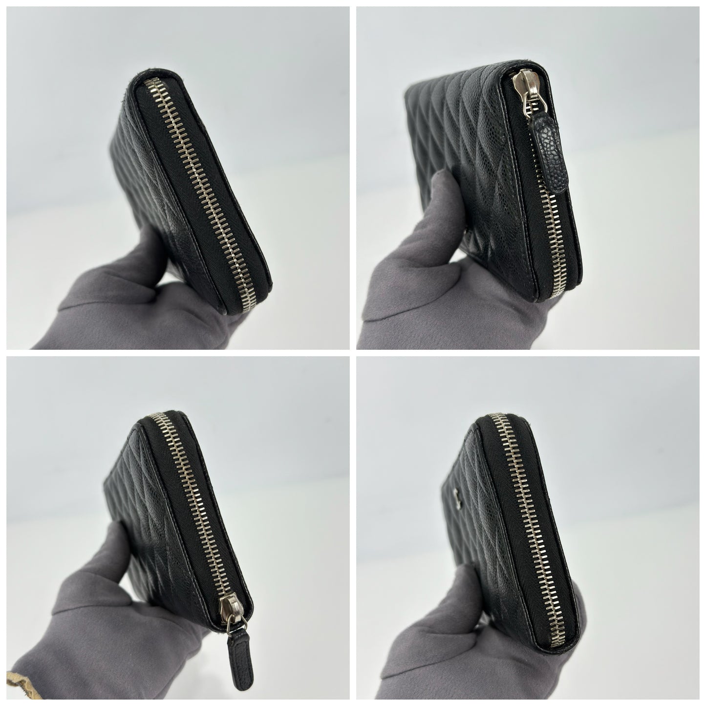 Chanel Caviar Quilted Large Gusset Zip Around Wallet Black