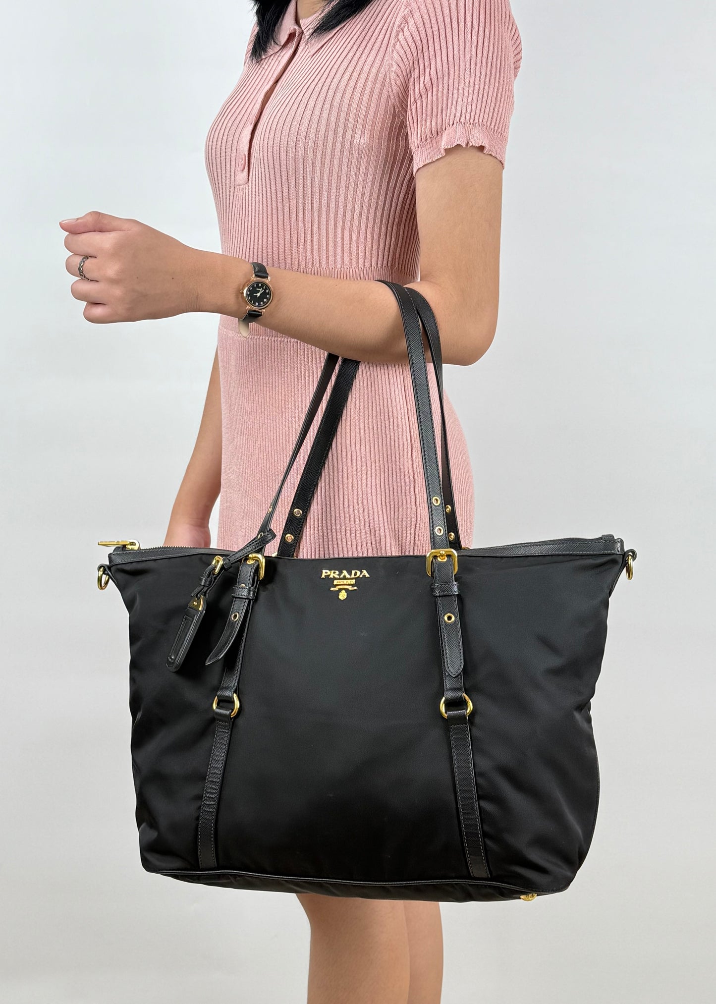 Prada Black Tessuto Nylon Leather