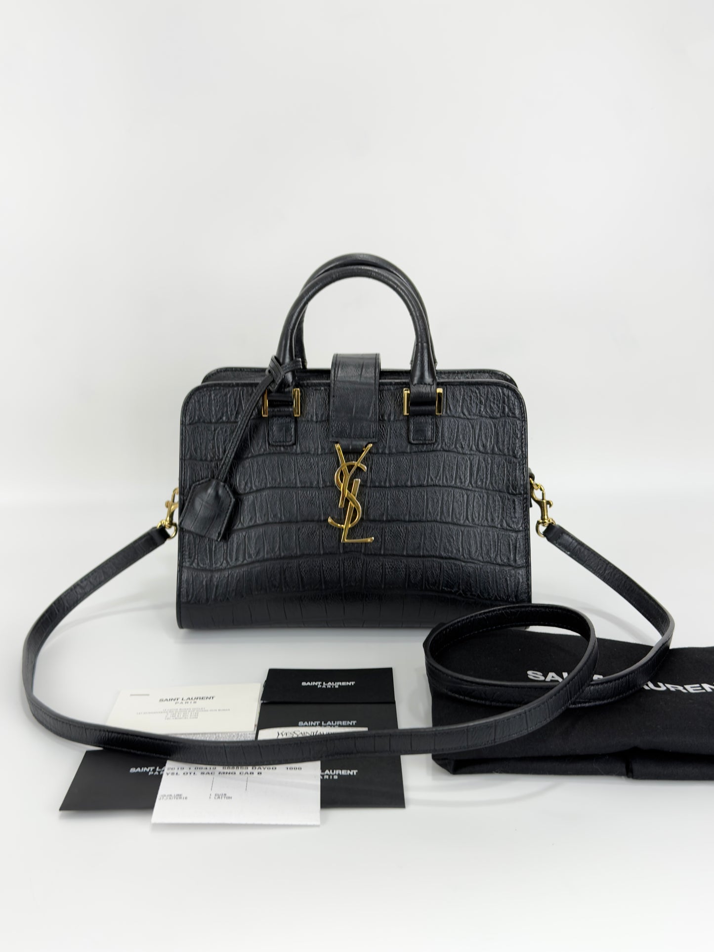Ysl Mono Cabas Crocodile Embossed Leather in Baby Size