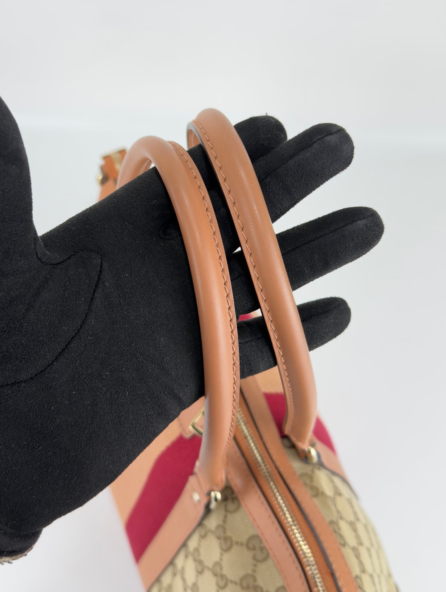 Gucci Web Medium Top Handle Bag Pink