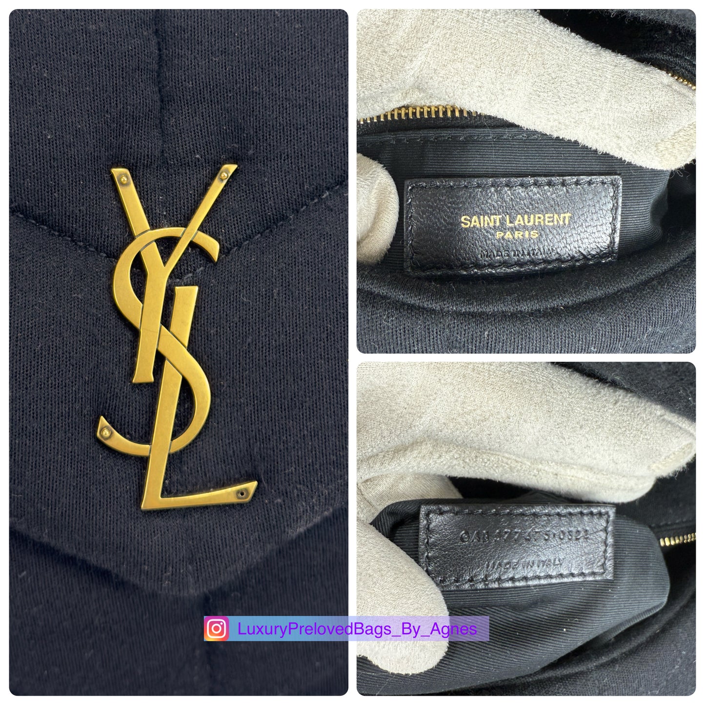 Saint Laurent Loulou Puffer Wool and Leather Shoulder Bag