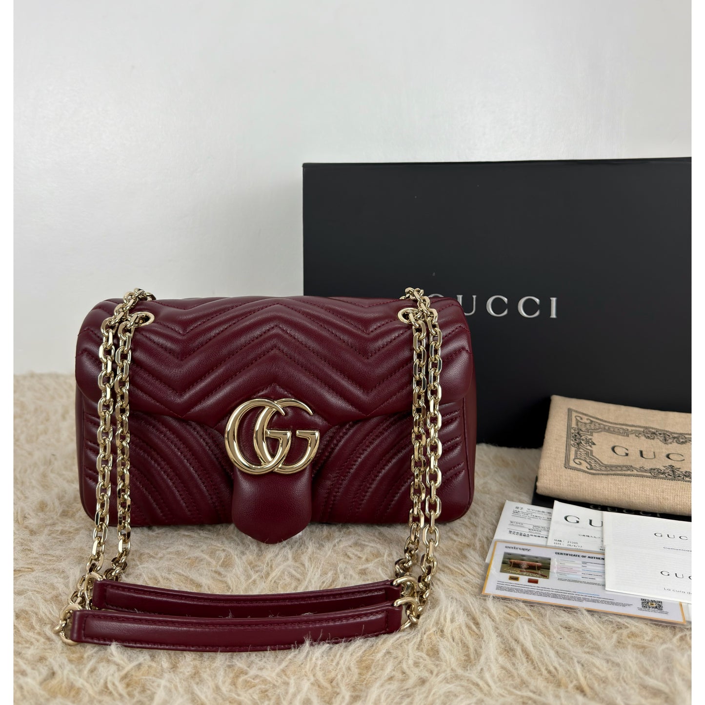 Gucci GG Marmont Medium In Rosso Ancora Red Leather