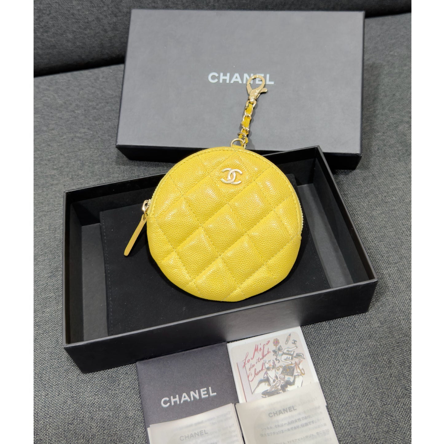 Chanel Quilted Caviar Leather Round Coin Purse