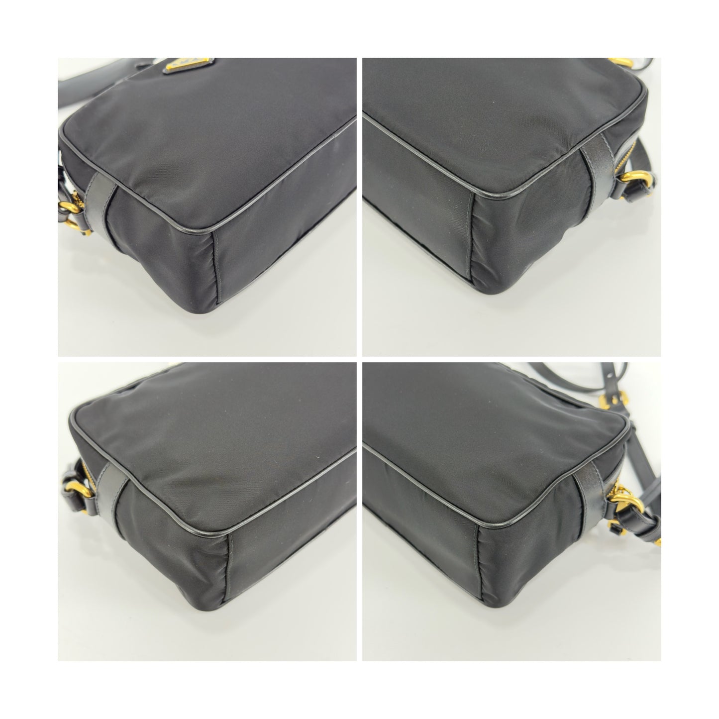 Prada Black Nylon/Leather Zip-Top Camera Crossbody Bag 1BH085