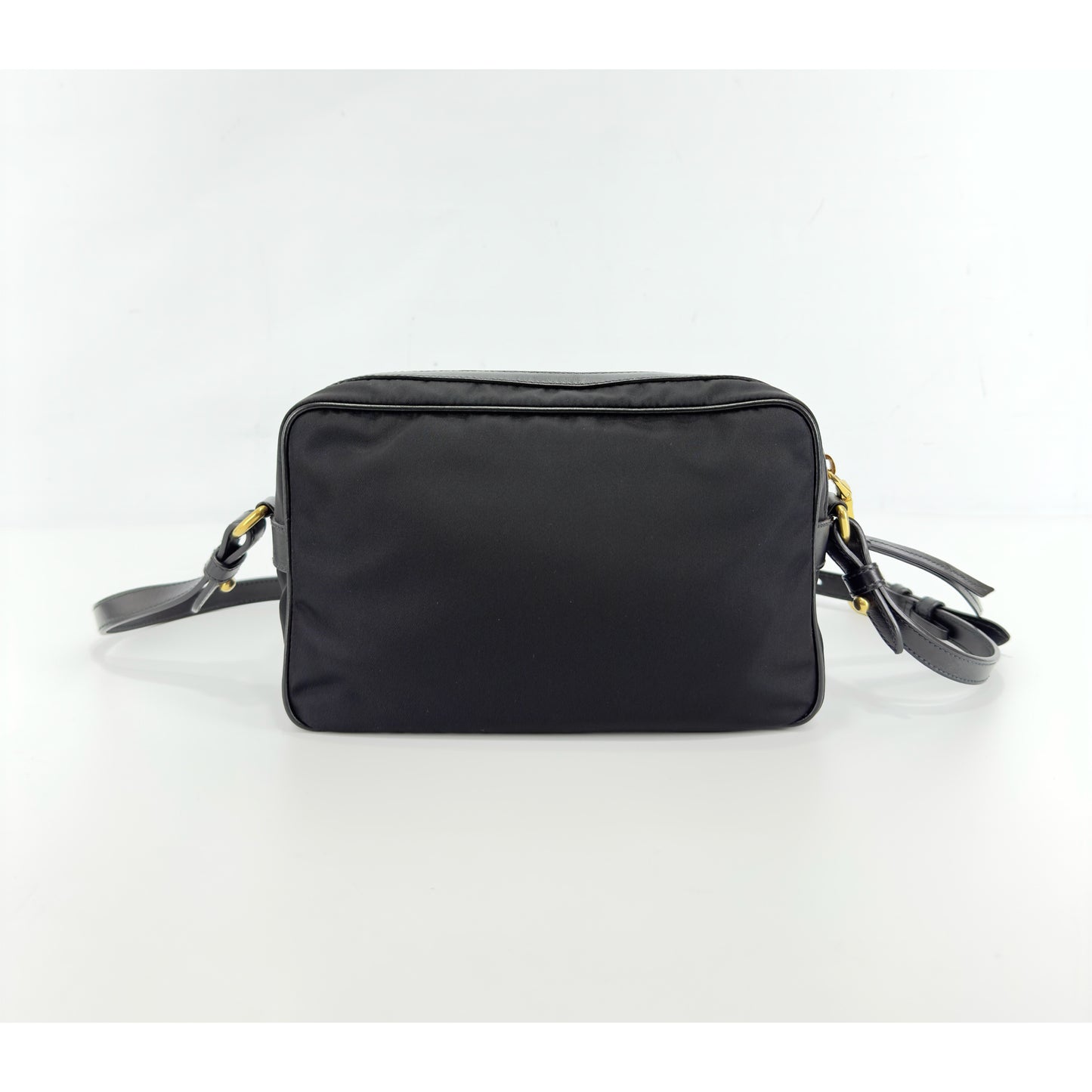Prada Black Nylon/Leather Zip-Top Camera Crossbody Bag 1BH085