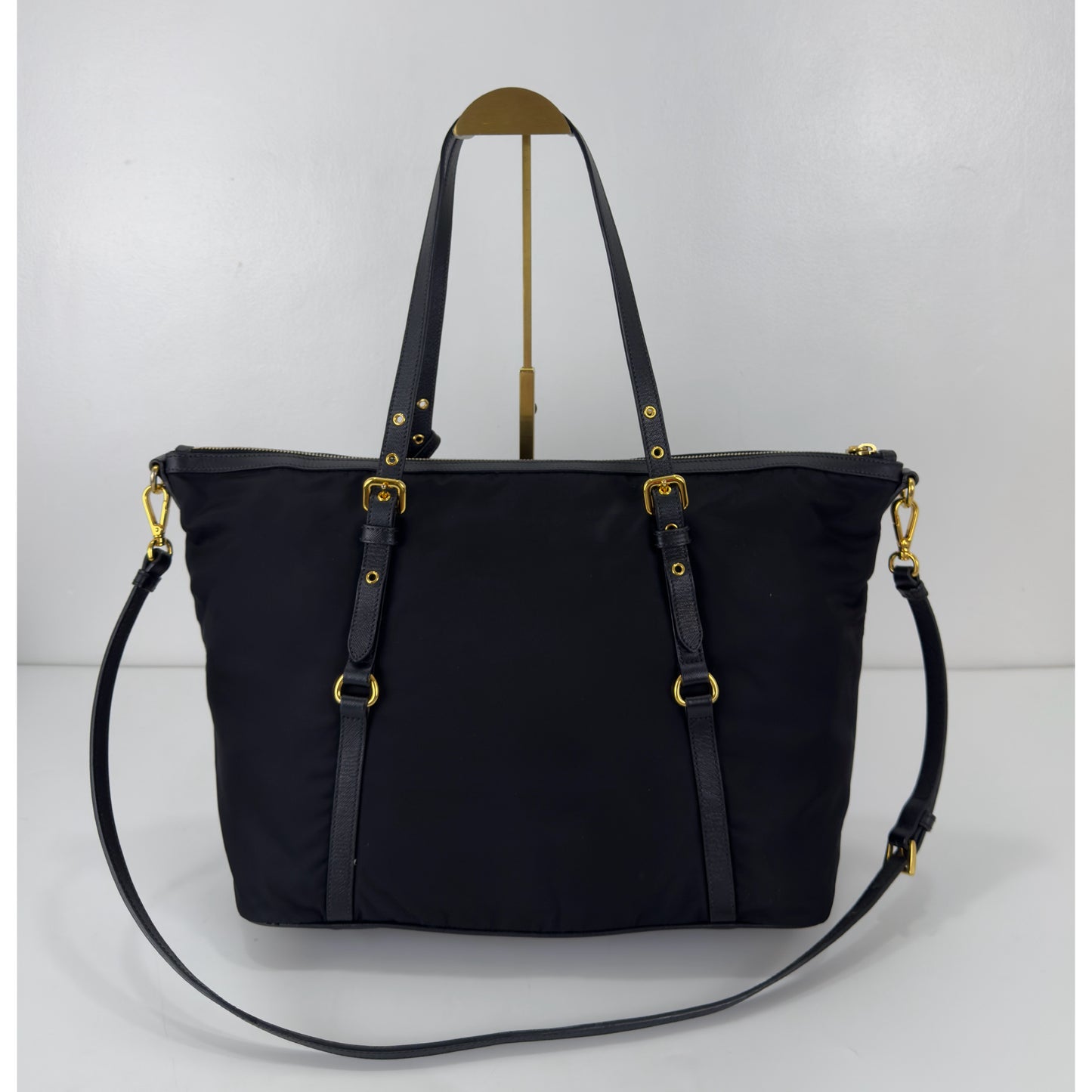 Prada Black Tessuto Nylon And Saffiano
Leather Tote Bag - BR4253