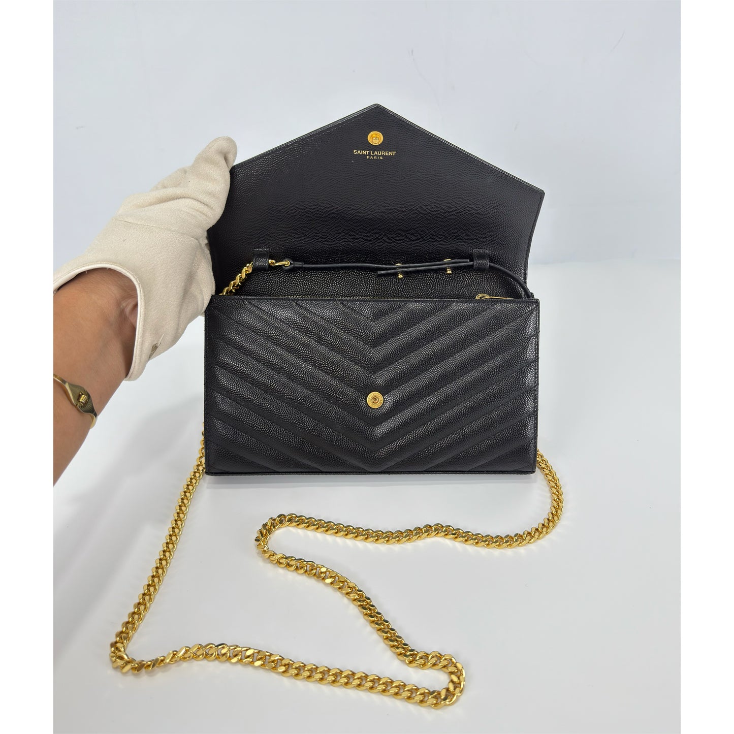 Saint Laurent Cassandre Envelope Chain Wallet