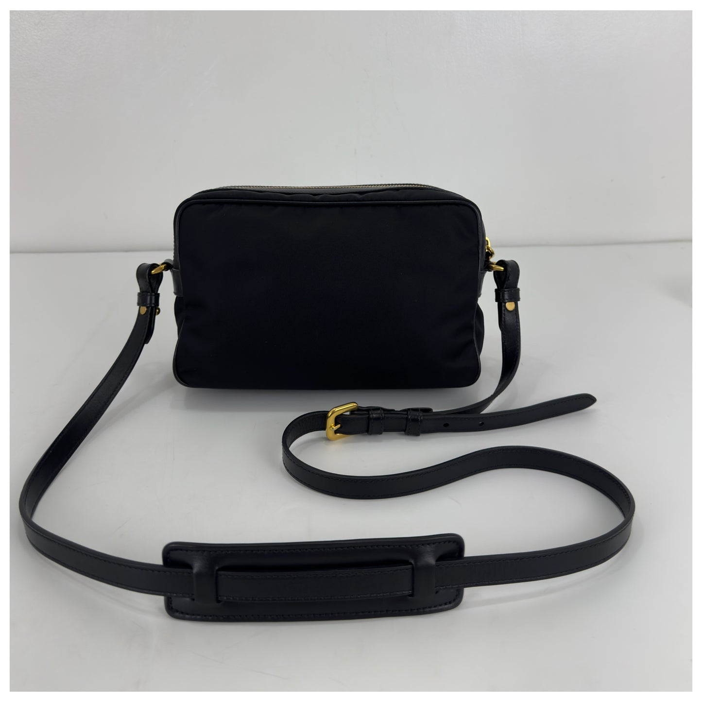 Prada Leather Zip Top Camera Crossbody Bag