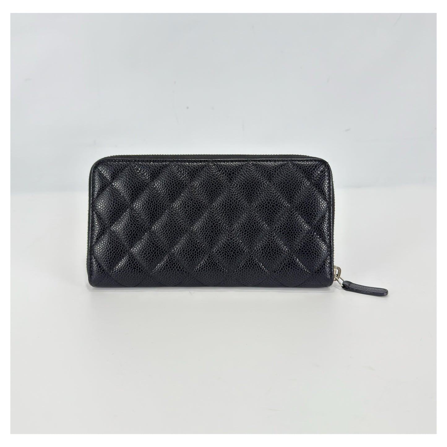 Chanel Caviar Quilted Large Gusset Zip Around Wallet Black
