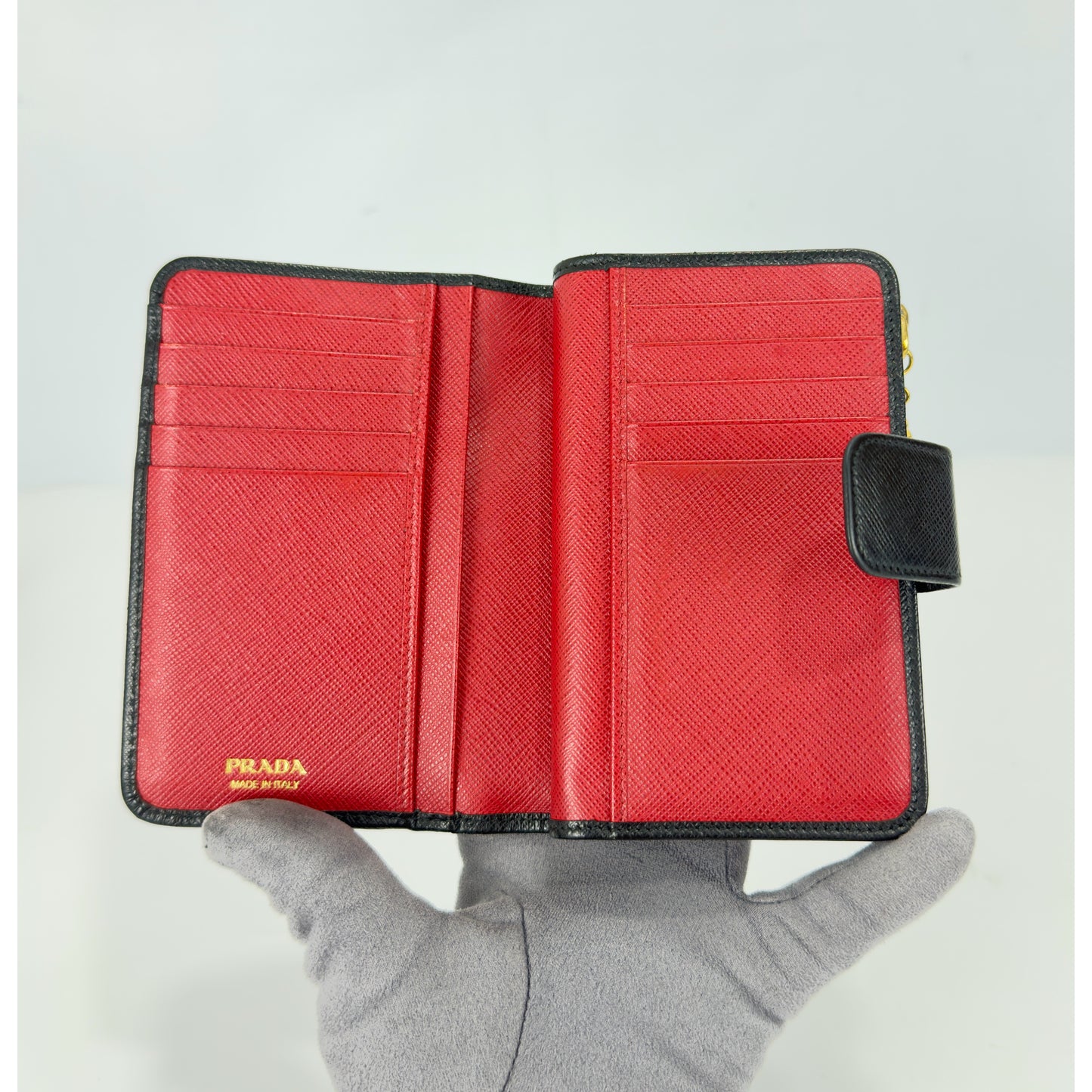 Prada Saffiano Wallet With Robot Charm