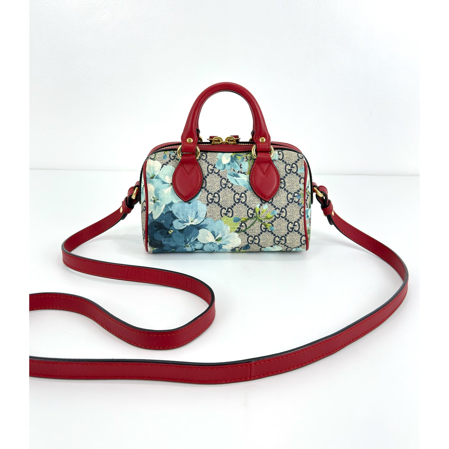 Gucci GG Supreme Monogram Blooms Mini Boston Bag