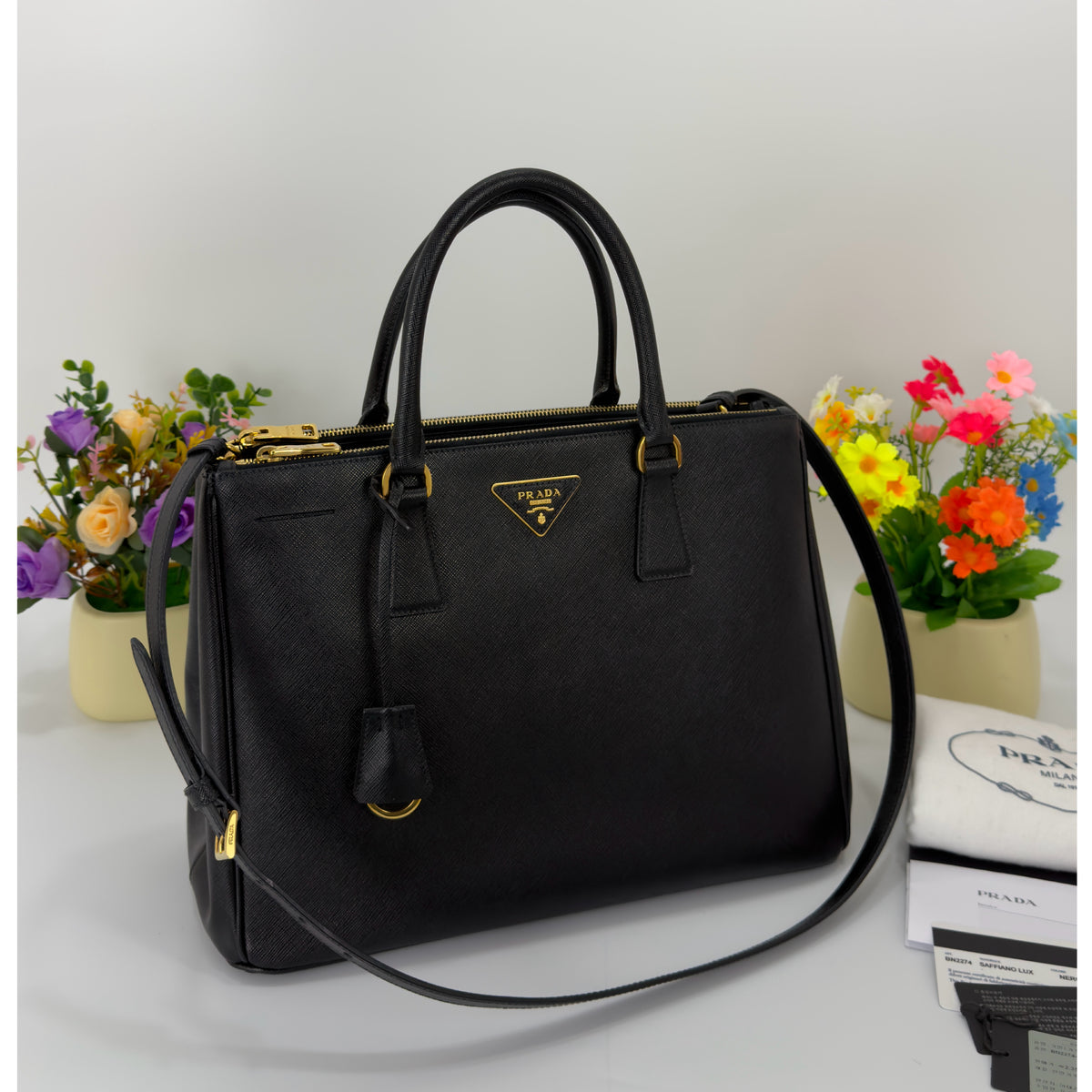 Prada Black Saffiano Leather Galleria Bag