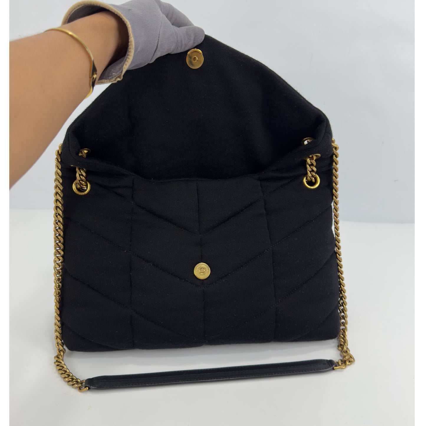Saint Laurent Loulou Puffer Wool and Leather Shoulder Bag
