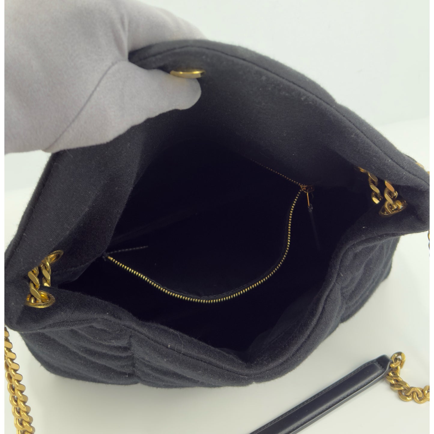 Saint Laurent Loulou Puffer Wool and Leather Shoulder Bag