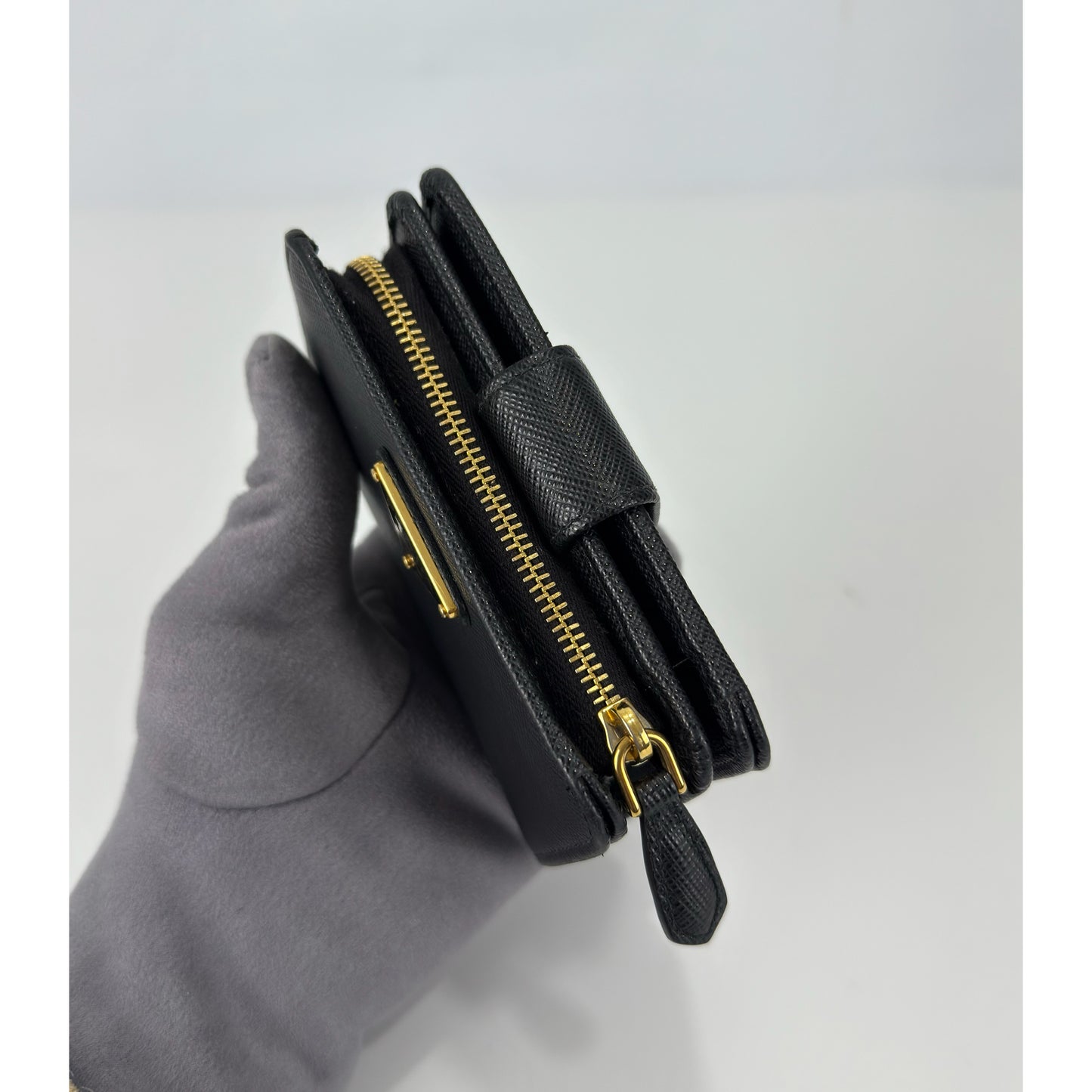 Prada Black Small Saffiano Leather Wallet