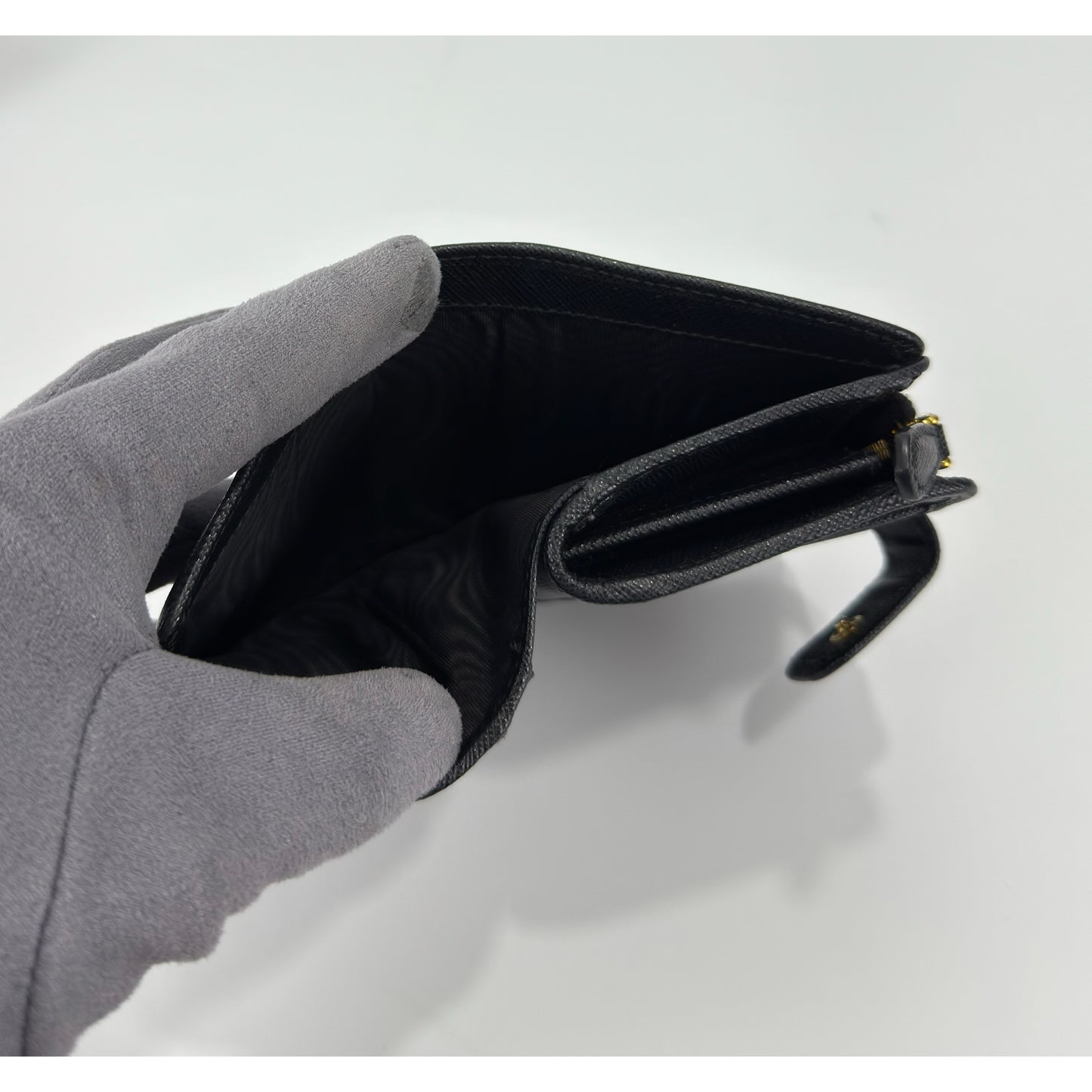 Prada Black Small Saffiano Leather Wallet