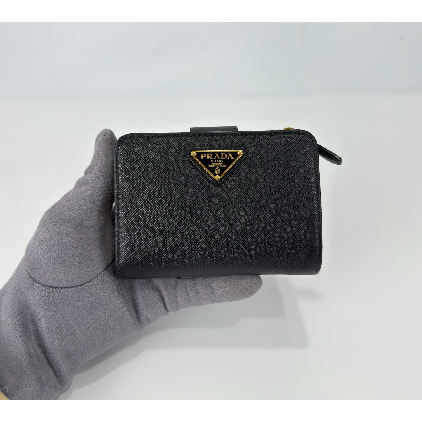 Prada Black Small Saffiano Leather Wallet
