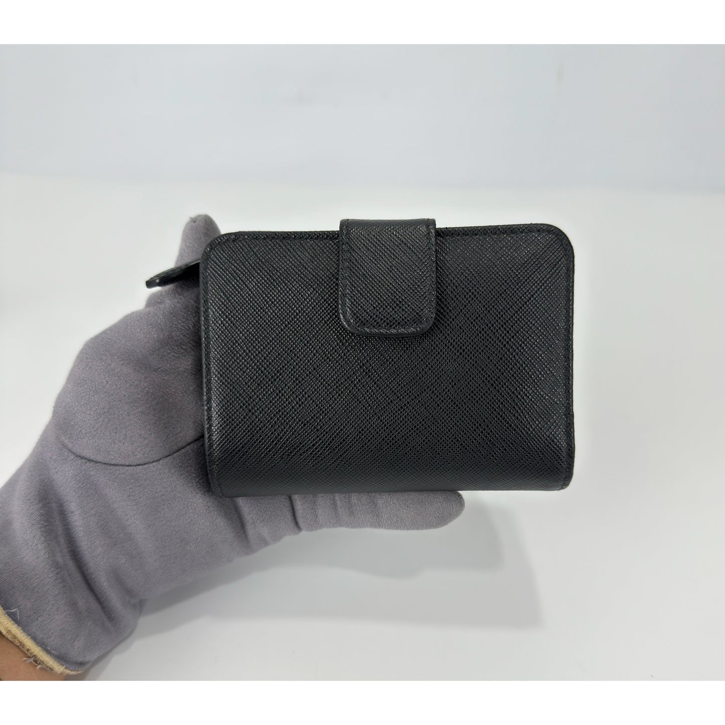 Prada Black Small Saffiano Leather Wallet