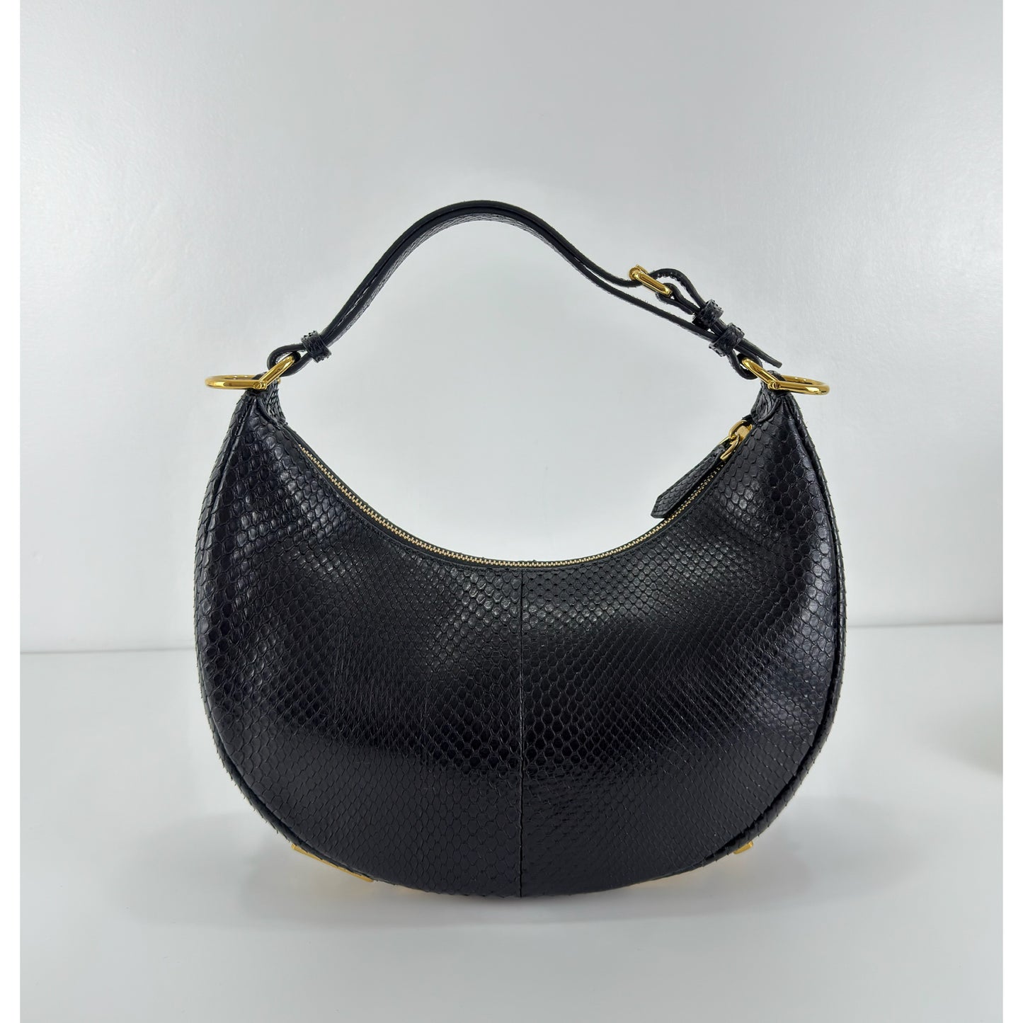 FENDI Black Phyton Fendigraphy Hobo Medium