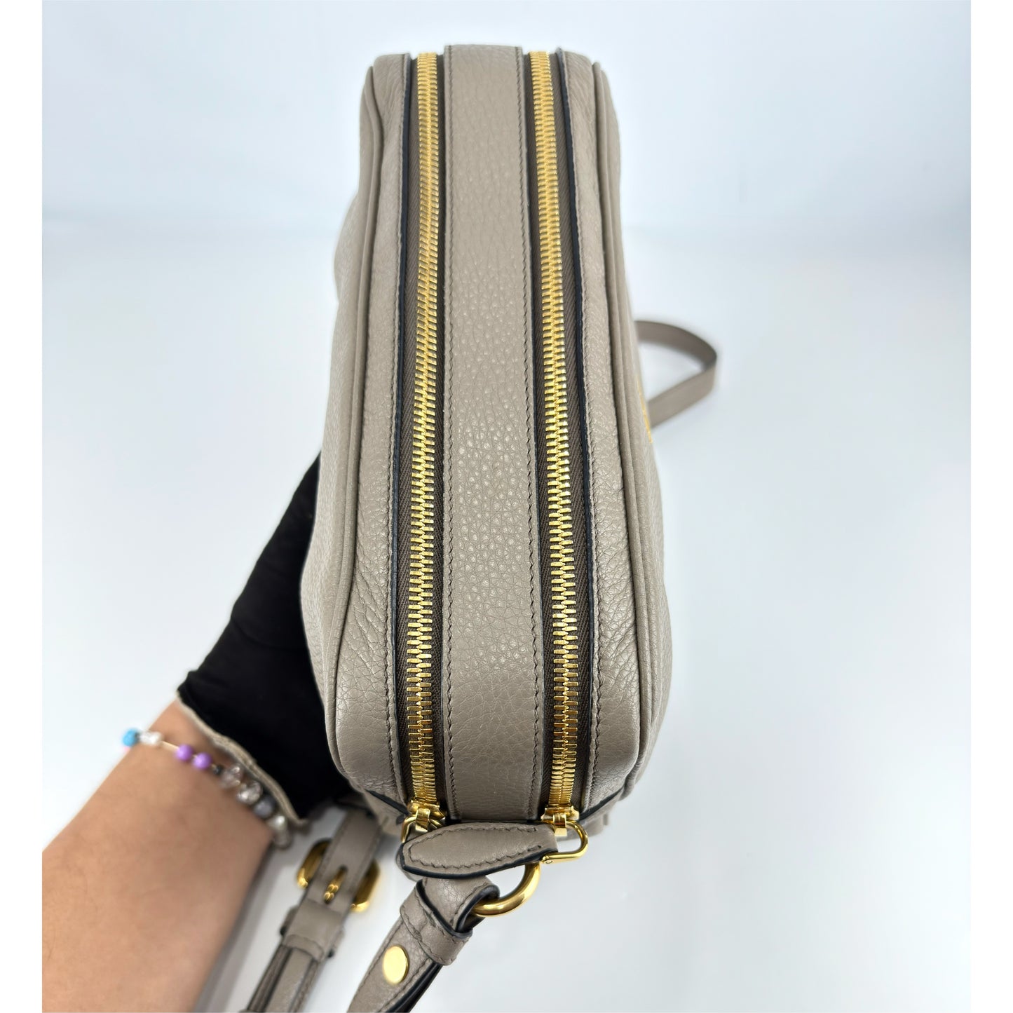 Prada Vitello Phenix Camera Bag Argilla Double Zip