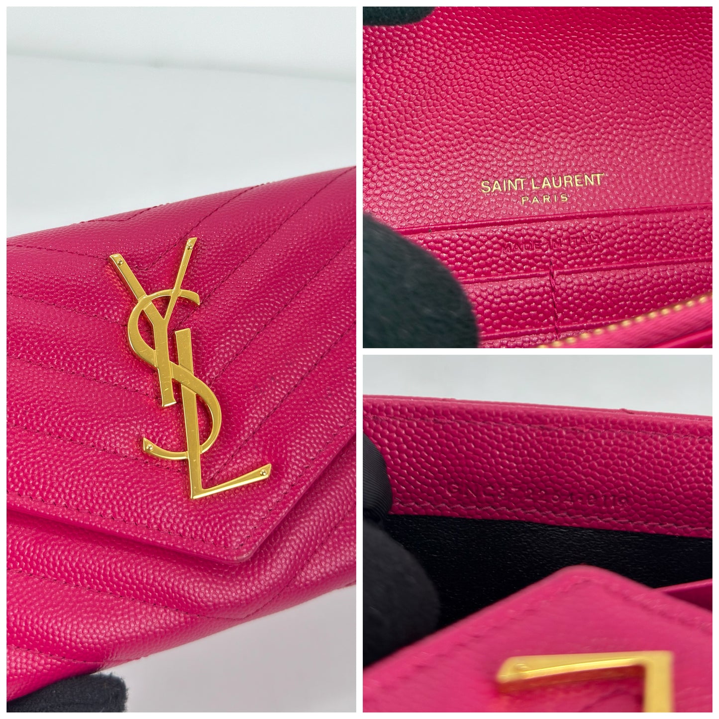 Saint Laurent Monogram Matelassé Wallet In Pink