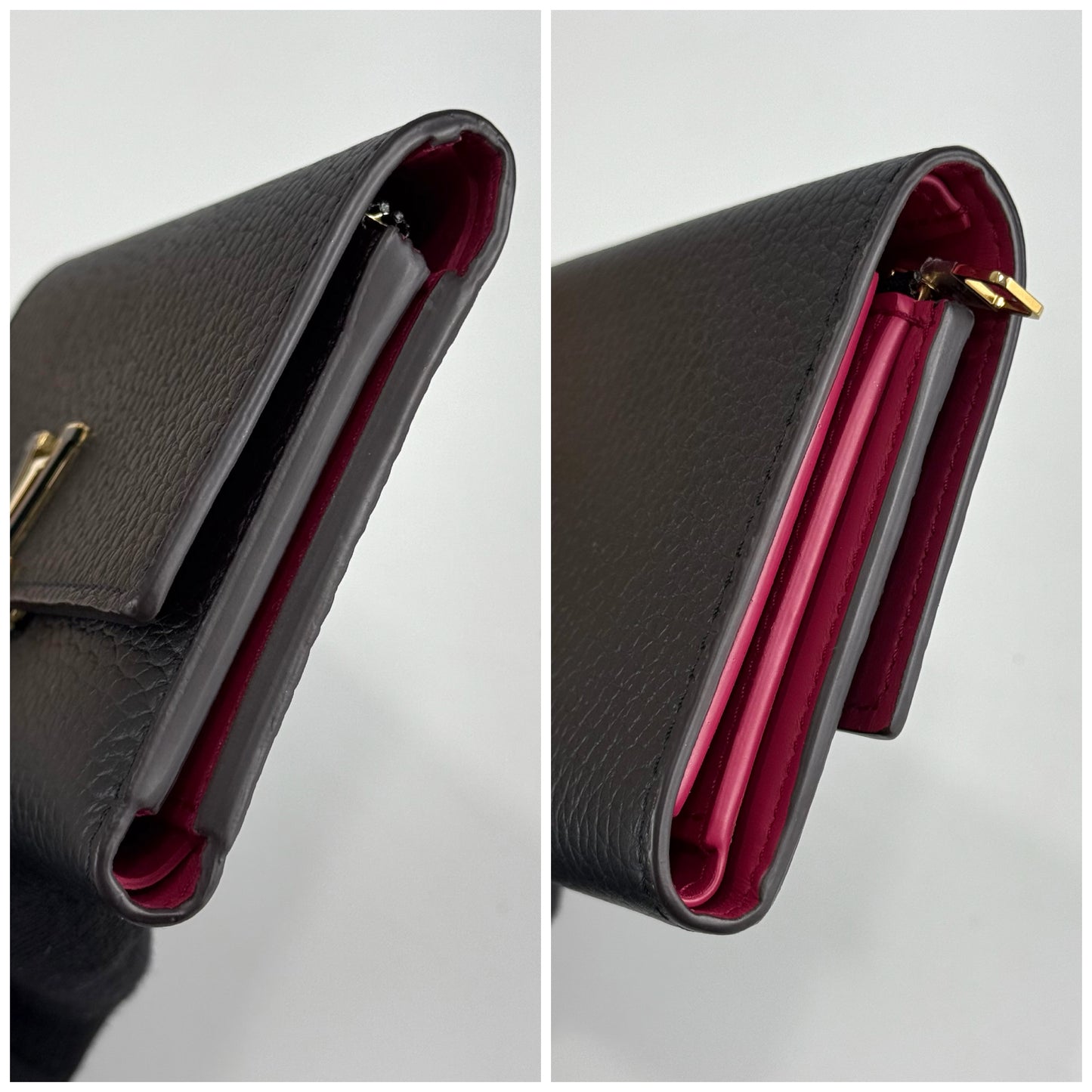 Louis Vuitton Compact Black Taurillon Leather Capucines Wallet