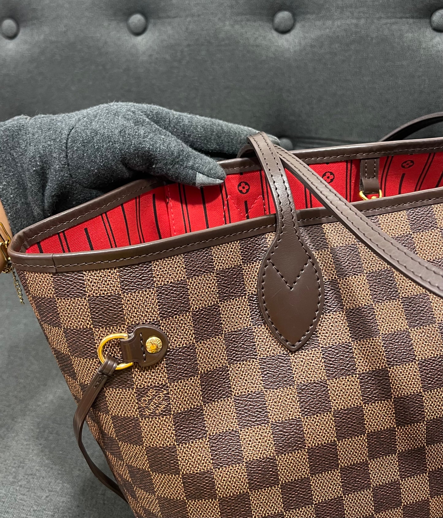 Louis Vuitton Neverfull MM Damier Ebene With Pouch