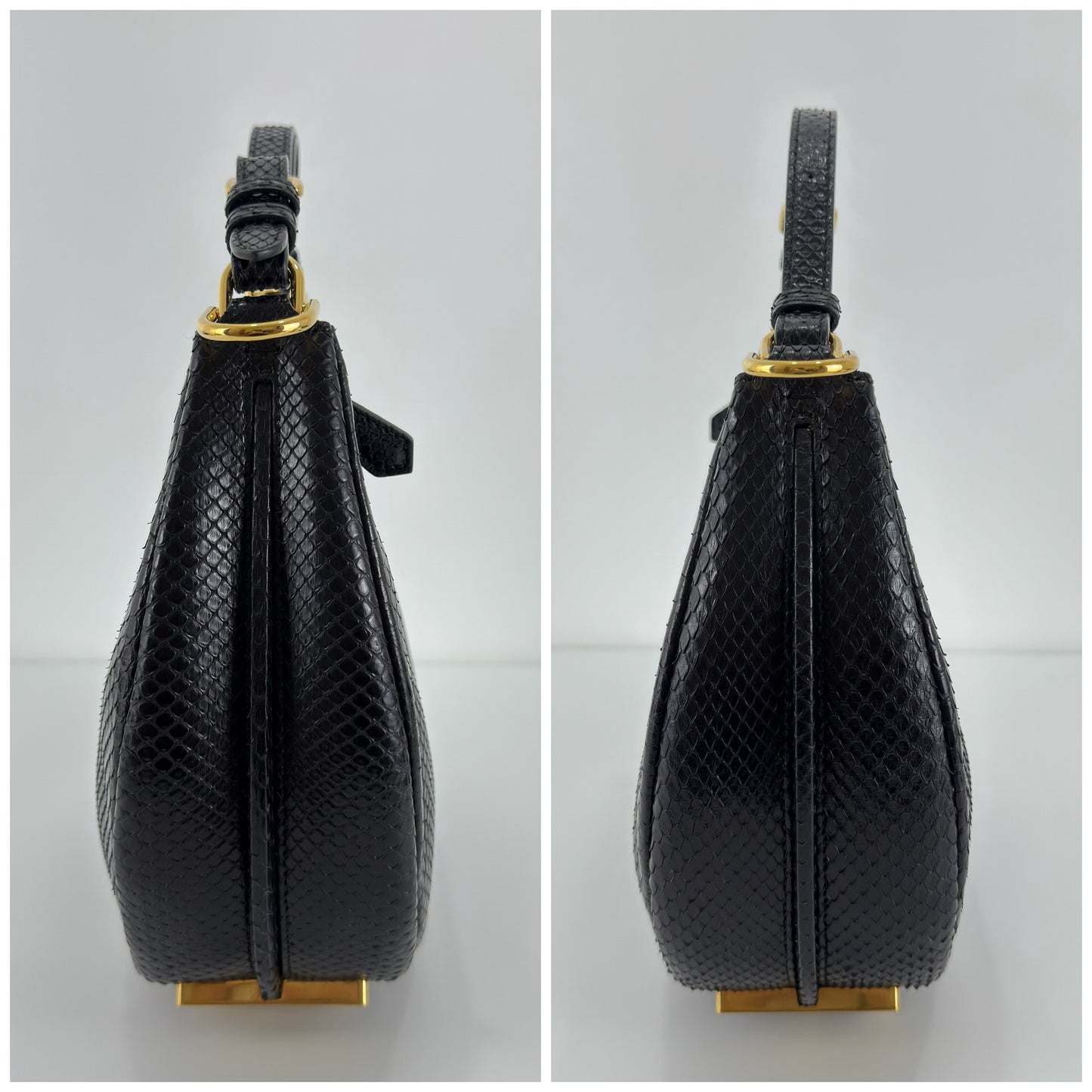 FENDI Black Phyton Fendigraphy Hobo Medium