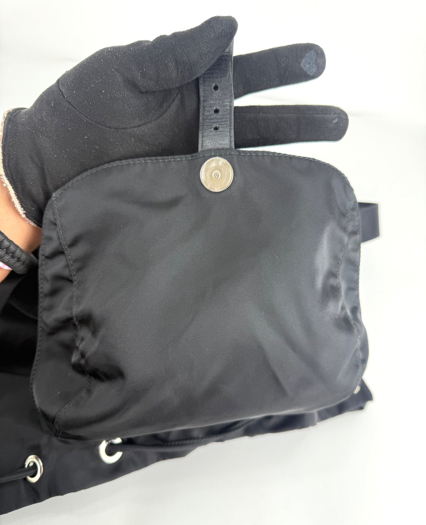 Prada Enamel Triangle Logo Re-Nylon Medium Backpack