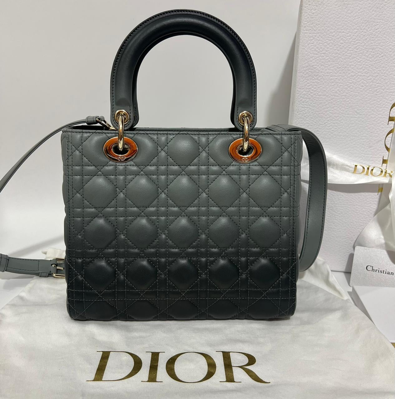 Lady Dior Medium Ombre Gradient Black-Grey