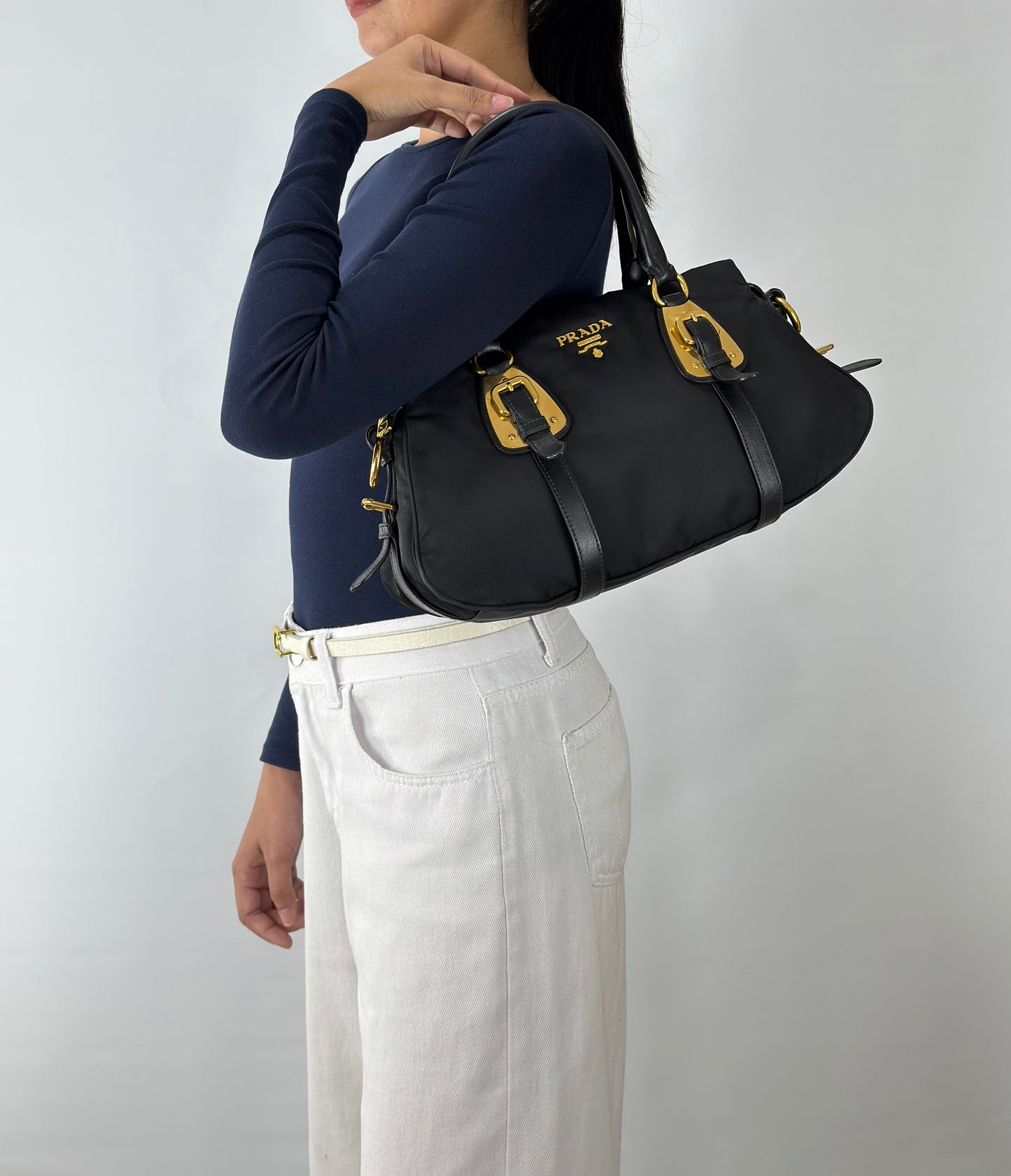 Prada Tessuto Nylon And Soft Calfskin Leather