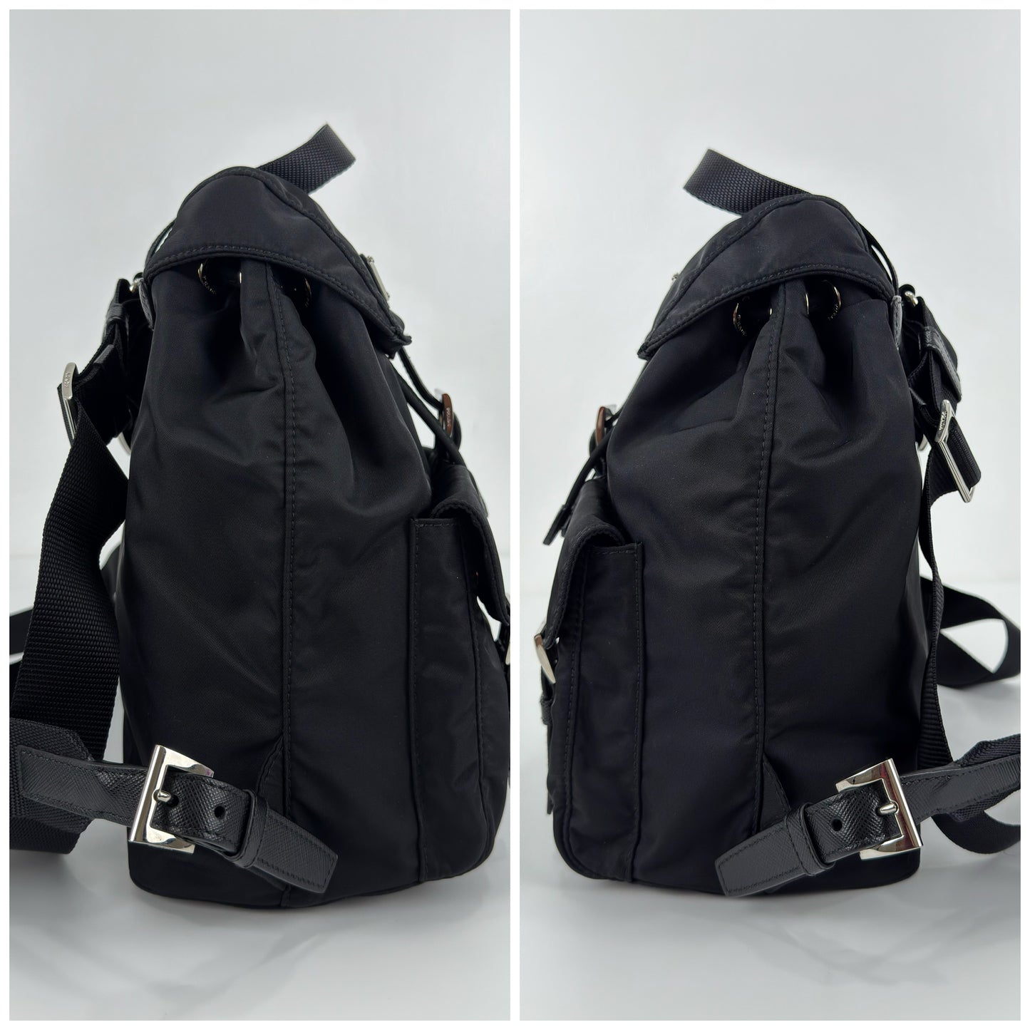 Prada Enamel Triangle Logo Re-Nylon Small Backpack