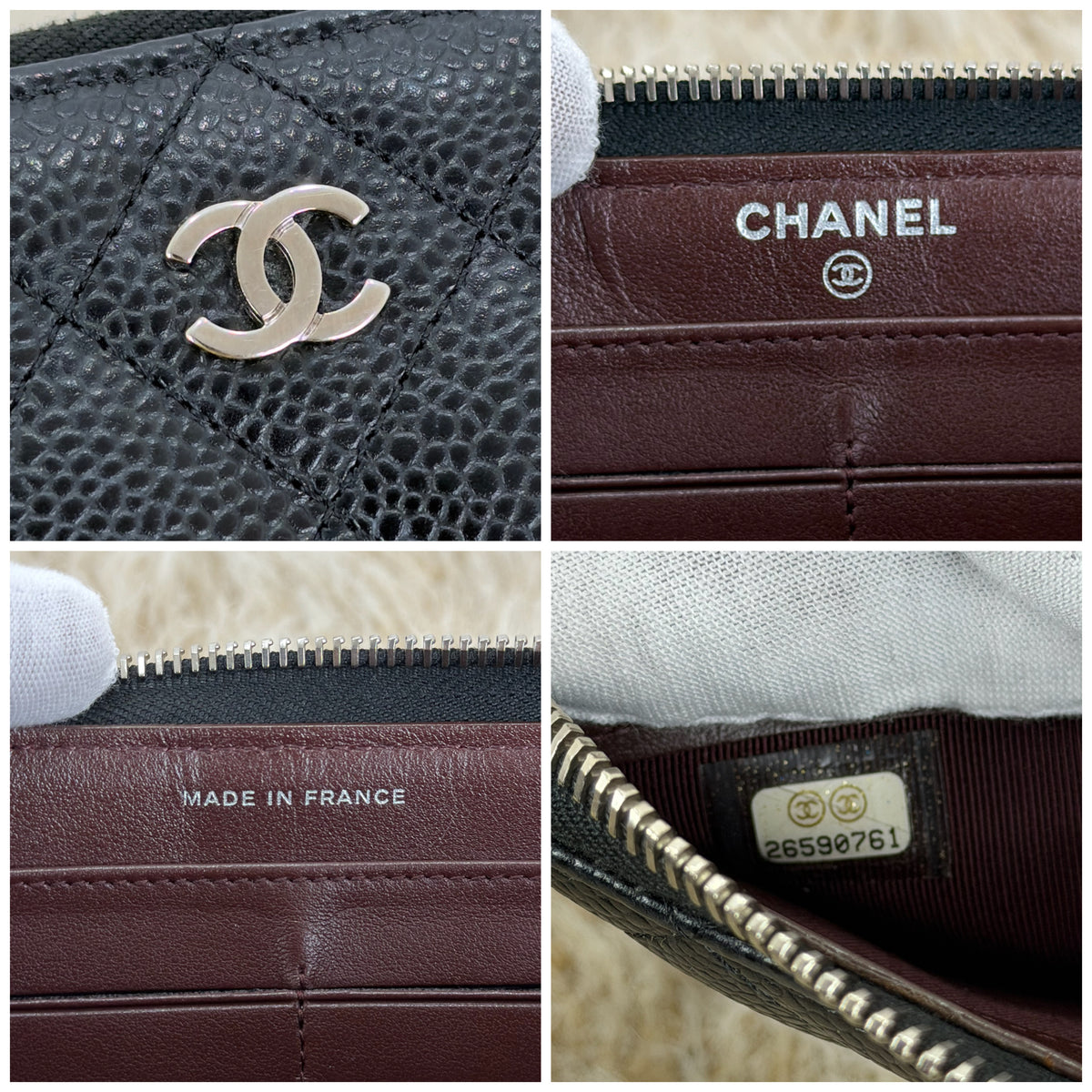 Chanel Caviar Quilted Gusset Zip Around Wallet Series 29