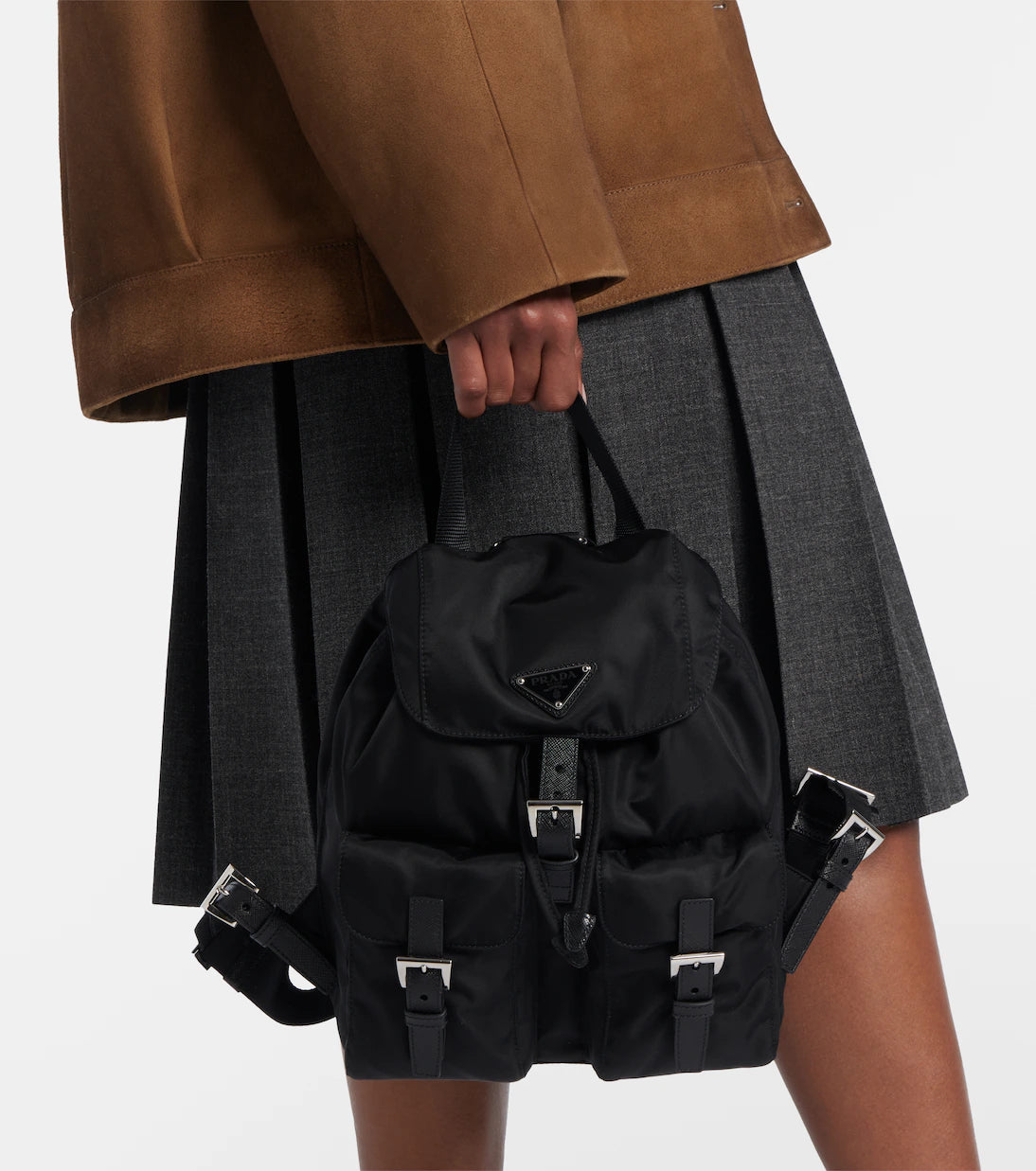 Prada Enamel Triangle Logo Re-Nylon Small Backpack